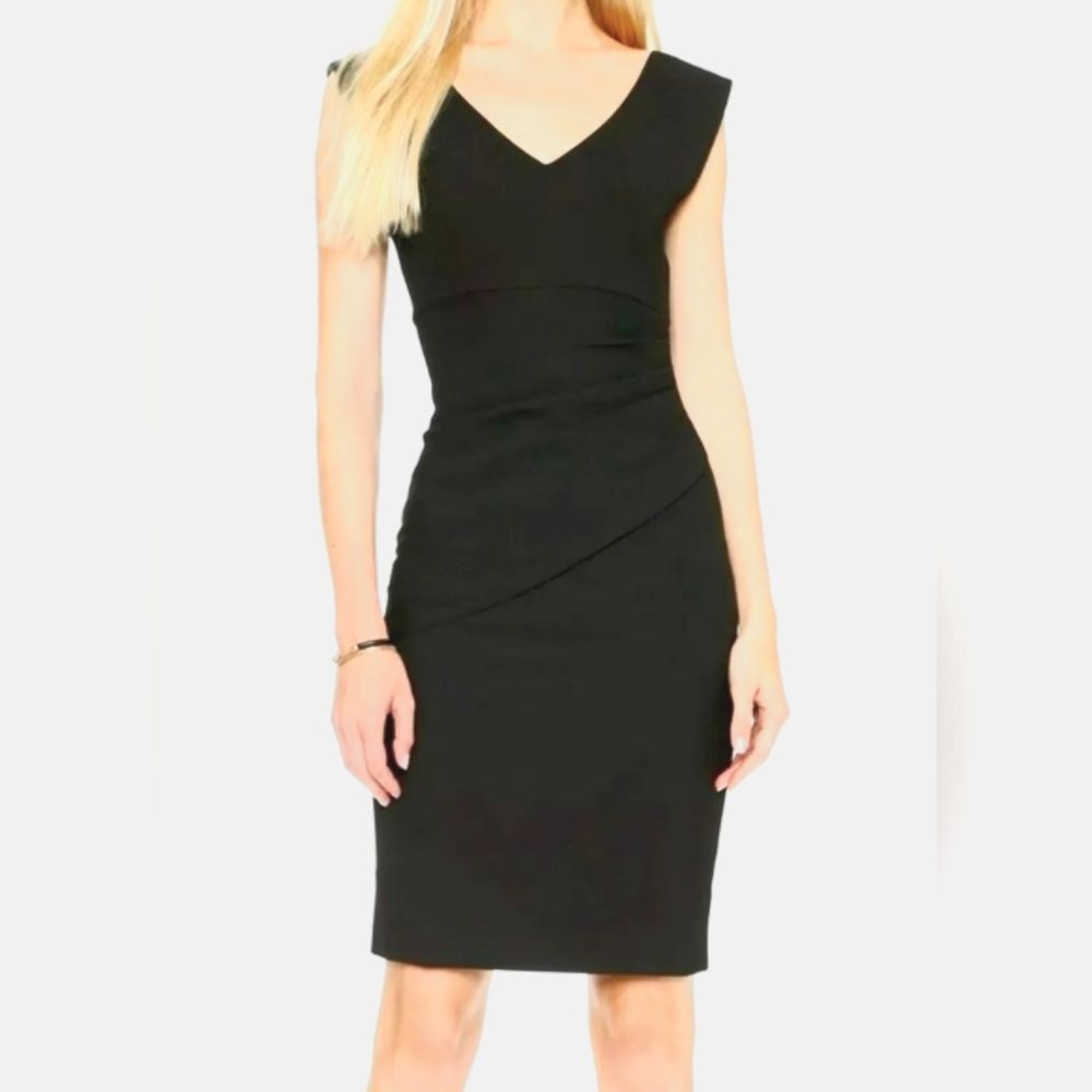 Diane Von Furstenberg 'Bevin' Ruched Sleeveless Little Black Dress - Picture 1 of 13